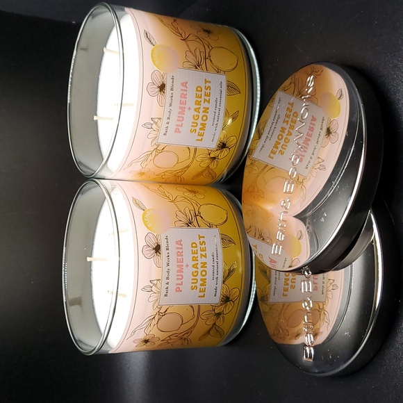 2pc Plumeria & Sugared Lemon Zest 3-Wick Candles -- New!! - Picture 1 of 3